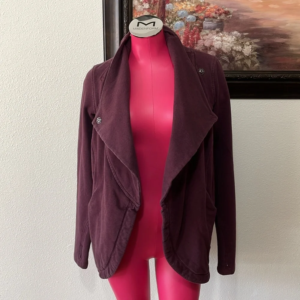 Lululemon That's A Wrap Heathered Bordeaux Drama Sweatshirt Jacket Snap Front 4